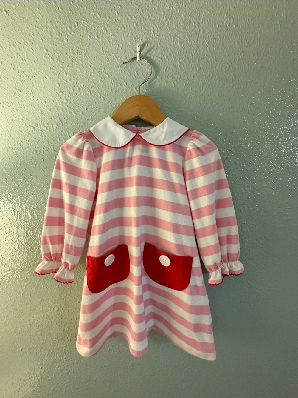 The Beaufort Bonnet Company Pink & White Striped Dress with Red Pockets
